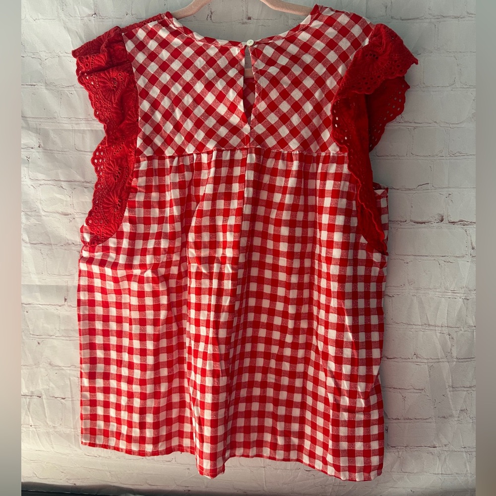 Entro Gingham Checkered Patterned Crochet Shirt L - image 2